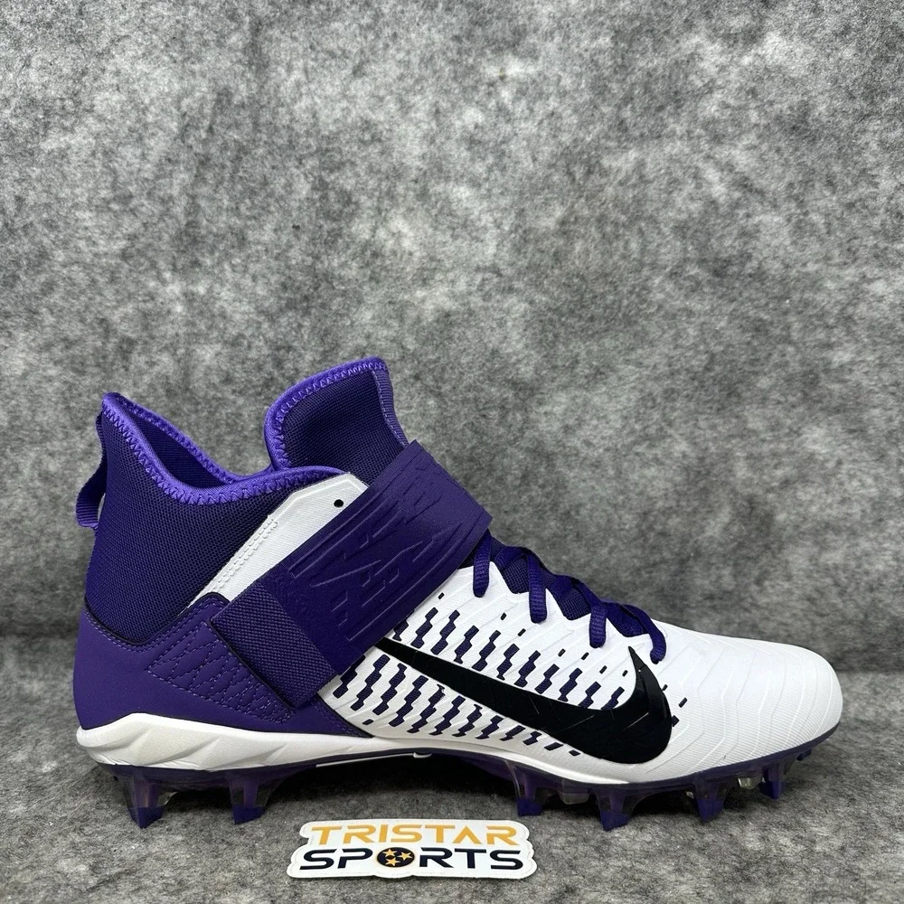 Nike Alpha Menace Pro 2 Football Cleats Mens Size 12.5 Purple White AQ3209-105